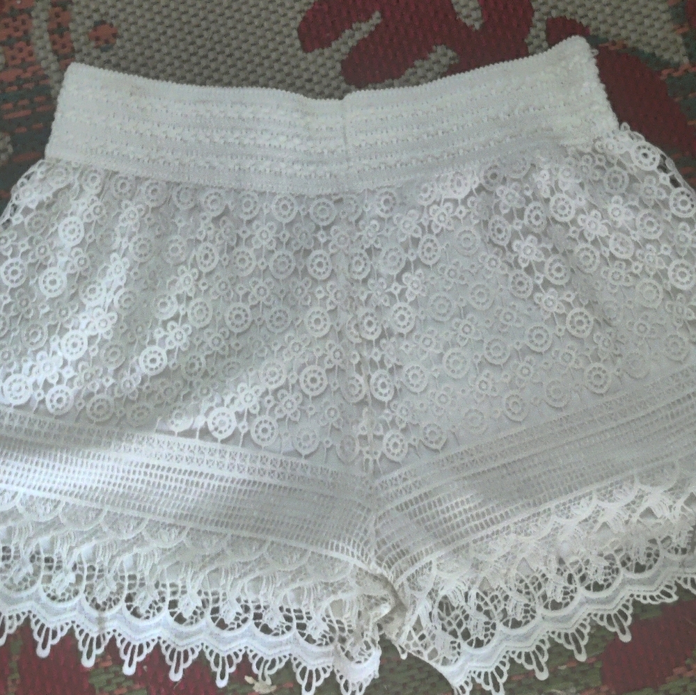 White crochet shorts